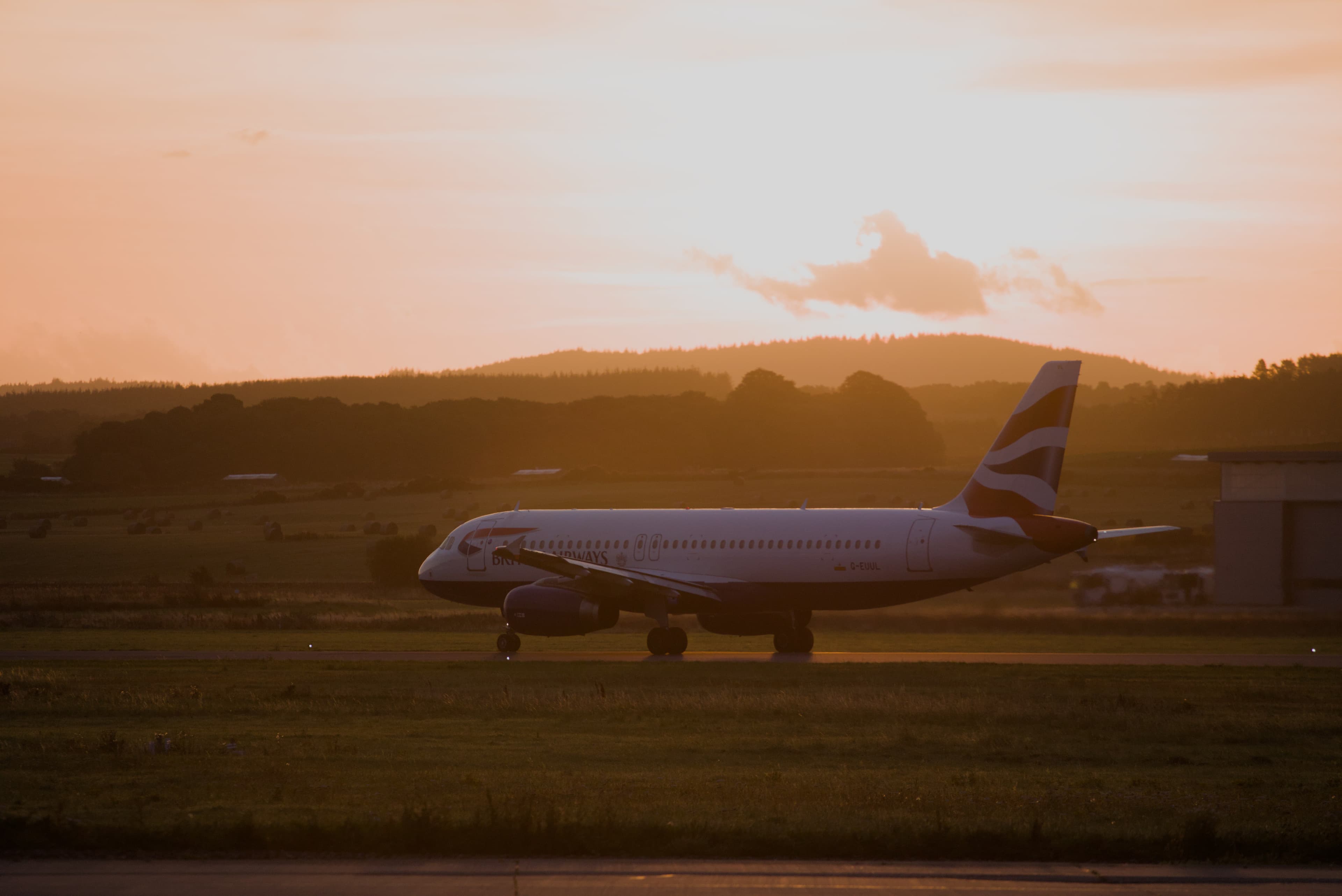 British Airways aircraft at sunset